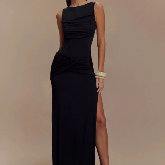 Meshki Black Open-Back Maxi Dress - Picture 1 of 7